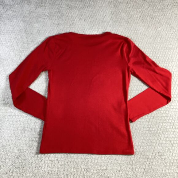 Lauren Ralph Lauren Red Long Sleeve T-Shirt Crown Logo Embroidery - Picture 2 of 6